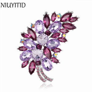 Multicolor Rhinestone Feather Brooches Purple Corsage Collar Accessories