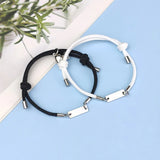 Personalized Name Bracelet Strip Stainless Steel Magnet Attracts Each Other