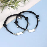 Personalized Name Bracelet Strip Stainless Steel Magnet Attracts Each Other