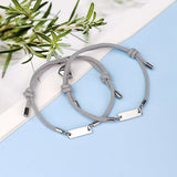 Personalized Name Bracelet Strip Stainless Steel Magnet Attracts Each Other