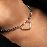 NK218 Hollow Heart Choker Necklace for Women Clavicle Colar