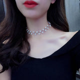 Elegant Simulated Pearl Beads Choker Necklace For Women