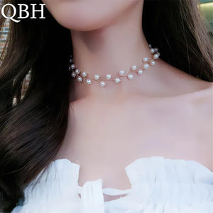 Elegant Simulated Pearl Beads Choker Necklace For Women