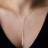 NK547 Punk Women Jewelry Minimalist Dainty Round Circle Bar Pendant Necklace