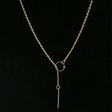 NK547 Punk Women Jewelry Minimalist Dainty Round Circle Bar Pendant Necklace