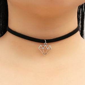 NK960 Gothic Men Collares Bijoux Punk Dimensional Triangle Leather Velvet Chain