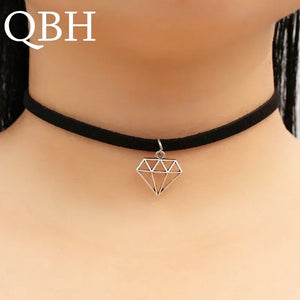 NK960 Gothic Men Collares Bijoux Punk Dimensional Triangle Leather Velvet Chain