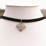 NK960 Gothic Men Collares Bijoux Punk Dimensional Triangle Leather Velvet Chain