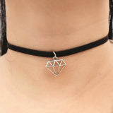 NK960 Gothic Men Collares Bijoux Punk Dimensional Triangle Leather Velvet Chain