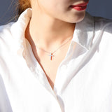 D Moissanite Cross Pendant Necklace 925 Sterling Silver Christian Diamond Chain
