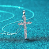 VVS1 Moissanite Cross Pendant Necklace 925 Sterling Silver Plating Jewelry Gift