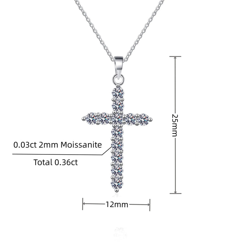 VVS1 Moissanite Cross Pendant Necklace 925 Sterling Silver Plating Jewelry Gift