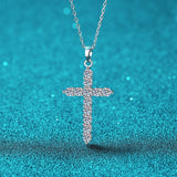 VVS1 Moissanite Cross Pendant Necklace 925 Sterling Silver Plating Jewelry Gift