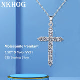 VVS1 Moissanite Cross Pendant Necklace 925 Sterling Silver Plating Jewelry Gift