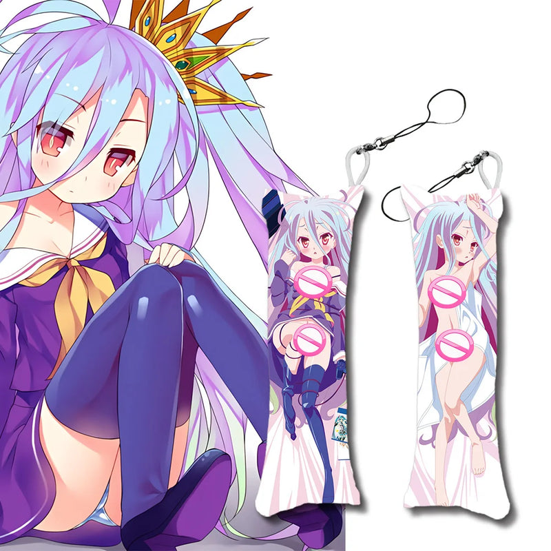 NO GAME NO LIFE Mini Key Chains Dakimakura Keychain Anime Body Mini Pillow Penda