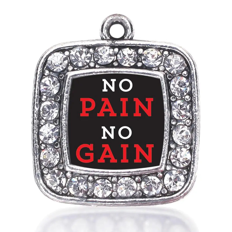 No Pain No Gain York Flag Square Charm Necklace