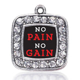 No Pain No Gain York Flag Square Charm Necklace
