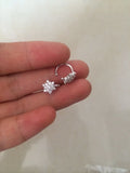 925 Sterling Silver Snowflake Clip Earrings with Crystals CZ Stone Set