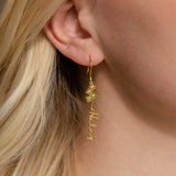 Personalized Birth Flower Name Earrings for Women