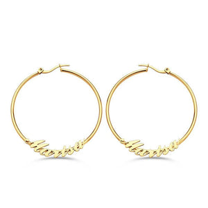 Customize Name Hoop Earrings Personalized Statement Words Hiphop Sexy Gift