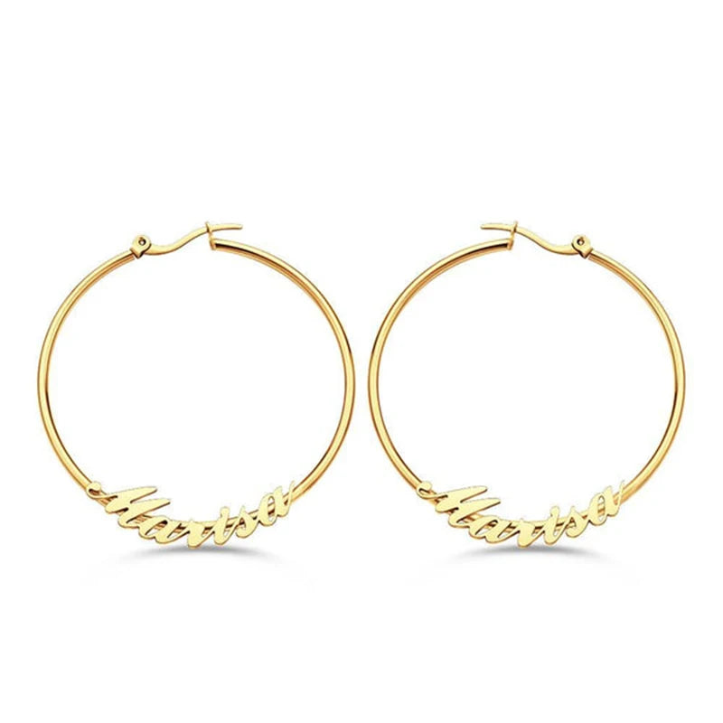 Customize Name Hoop Earrings Personalized Statement Words Hiphop Sexy Gift