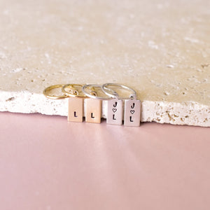 Initial Letter Hoop Earrings, Tiny Huggie Charm, Mini Cartilage Hoop Earring