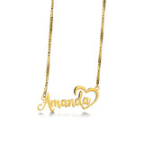 Heart Name Necklace Personalized Stainless Steel Box Chain Mother's Gift