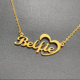 Heart Name Necklace Personalized Stainless Steel Box Chain Mother's Gift
