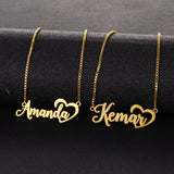 Heart Name Necklace Personalized Stainless Steel Box Chain Mother's Gift
