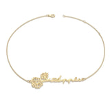 Personalized Name Bracelet Birth Flower Stainless Steel Plated