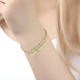 Custom Name Bracelet with Birthstone Pendant