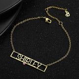 Custom Name Bracelet with Birthstone Pendant
