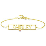 Custom Name Bracelet with Birthstone Pendant