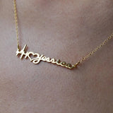 NOKMIT Name Necklace Stainless Steel Chain Personalized Letters Heart Necklace