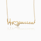 NOKMIT Name Necklace Stainless Steel Chain Personalized Letters Heart Necklace