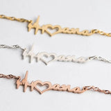 NOKMIT Name Necklace Stainless Steel Chain Personalized Letters Heart Necklace