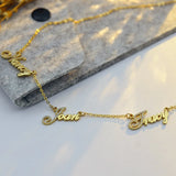Name Necklace With Crystal Stainless Steel Personalized Multiple Name Necklace