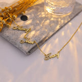 Name Necklace With Crystal Stainless Steel Personalized Multiple Name Necklace
