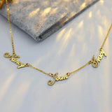 Name Necklace With Crystal Stainless Steel Personalized Multiple Name Necklace
