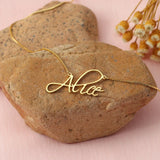 Name Necklace with Box Chain Stainless Steel Nameplate Choker Mothers Gift