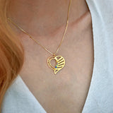 Heart Necklace Crystal Lucky Stone Family Gift 6Names Stainless Steel