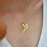 Heart Necklace Crystal Lucky Stone Family Gift 6Names Stainless Steel