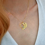 Heart Necklace Crystal Lucky Stone Family Gift 6Names Stainless Steel
