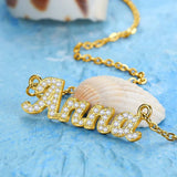 Personalized Diamond Name Necklace Stainless Steel Pendant