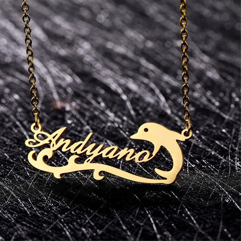 Personalized Dolphin Pendant Stainless Steel Necklace