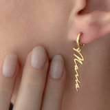 Vertical Name Earrings Women Stainless Steel Letter Drop Earrings