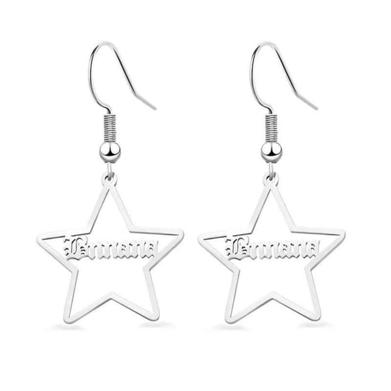 Personalized Name Earrings Star Shape Gift for Women