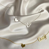Love Heart Name Pendant Necklace for Couple