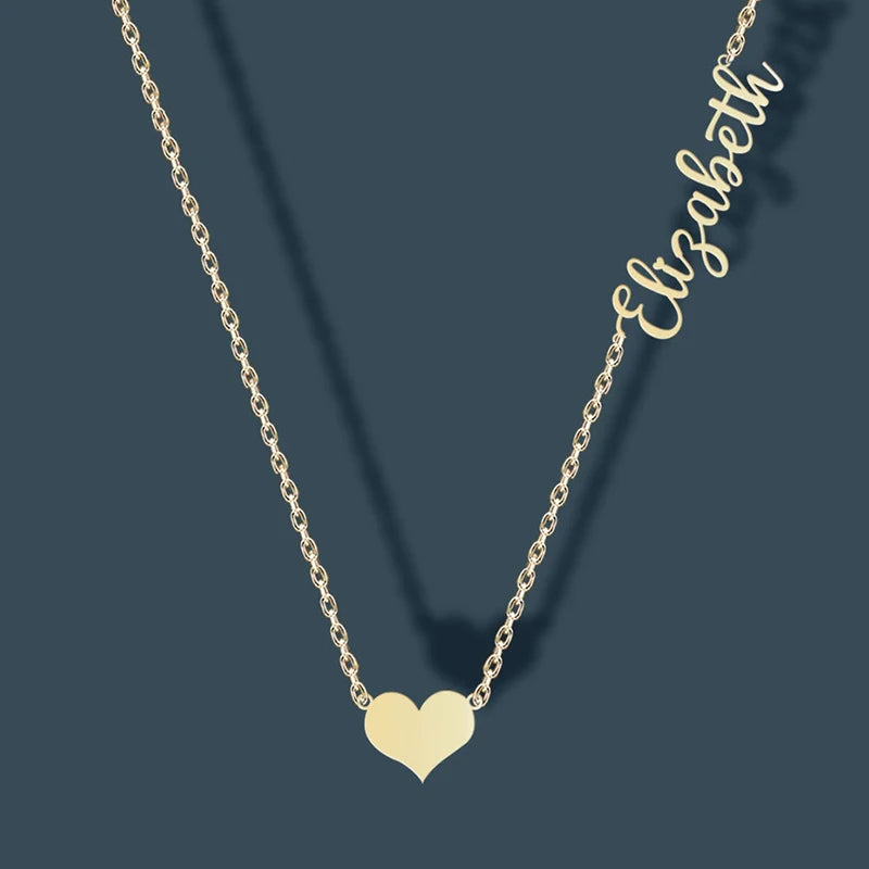 Love Heart Name Pendant Necklace for Couple