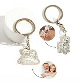 Custom Photo Engraved Stainless Steel Keychain - Family Gift